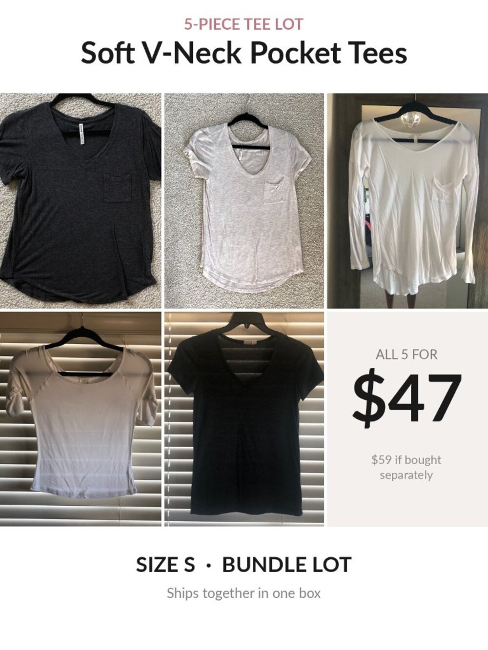 Bundle Lot 5 Soft V-Neck Pocket Tees Size S Nordstrom Tresics Basics